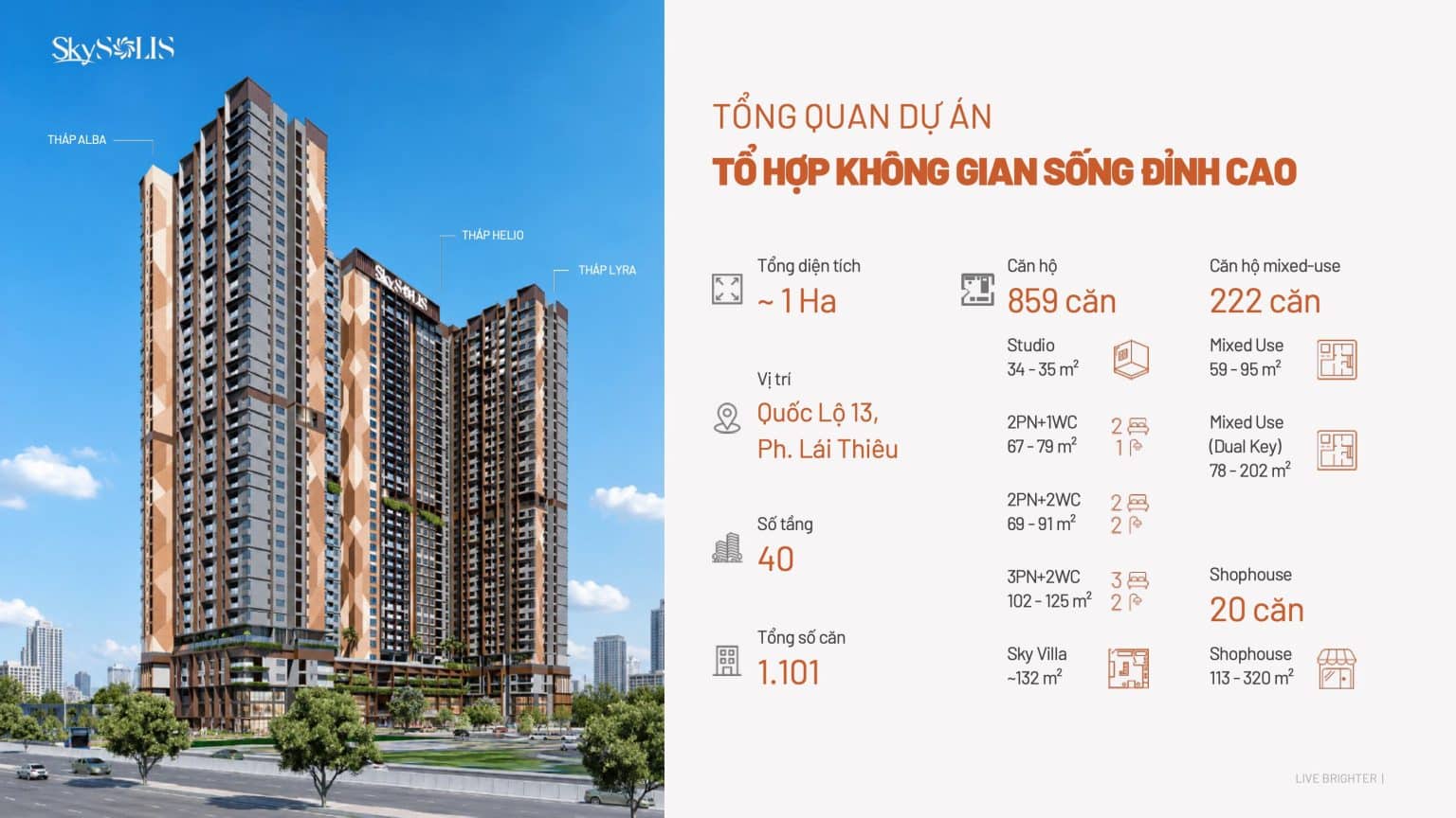 TỔNG QUAN DỰ ÁN SKY SOLIS QUỐC LỘ 13